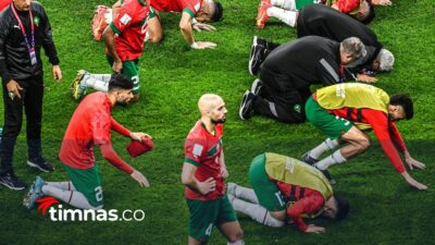 Hasil pertandingan Prancis vs Maroko, Meski Kalah Hakimi dkk Tetap Sujud Syukur