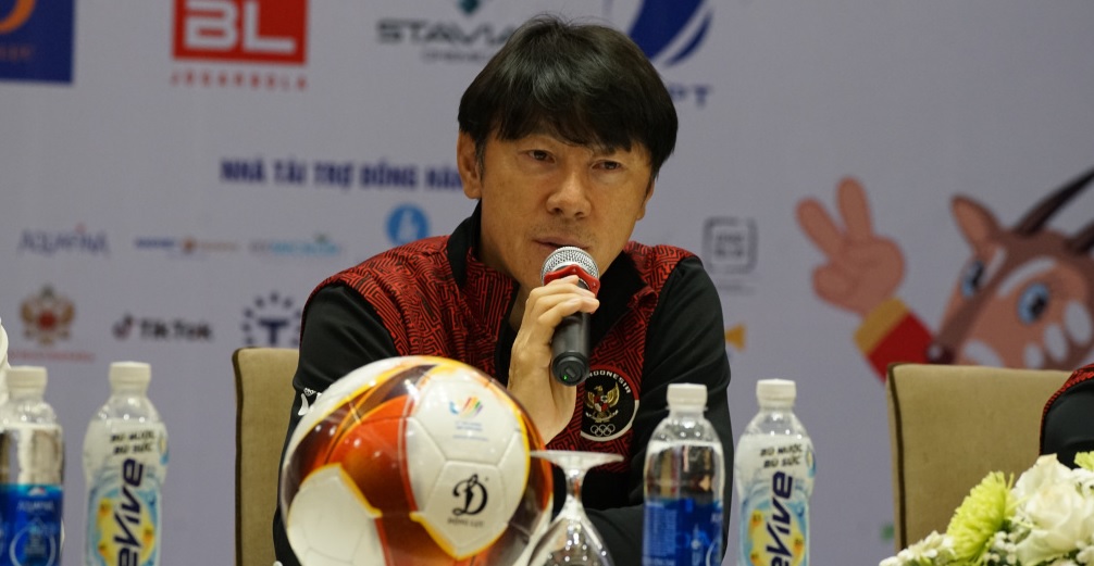 Shin Tae Yong saat konferensi pers SEA Games 2021 (PSSI)