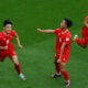 Pemain Vietnam merayakan gol melawan Jepang di Piala Asia 2023.